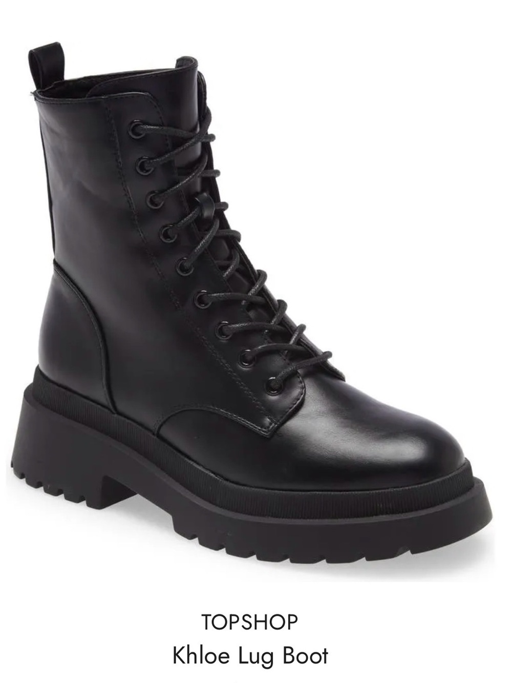 TOPSHOP Khloe Black Lug Boot - Women's Lace-Up Combat Boot- size 41 (10.5)